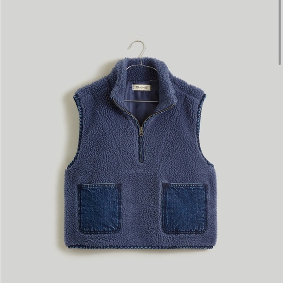 Madewell NWT Shearling Denim-Pocket Pullover Vest - Picture 5 of 5